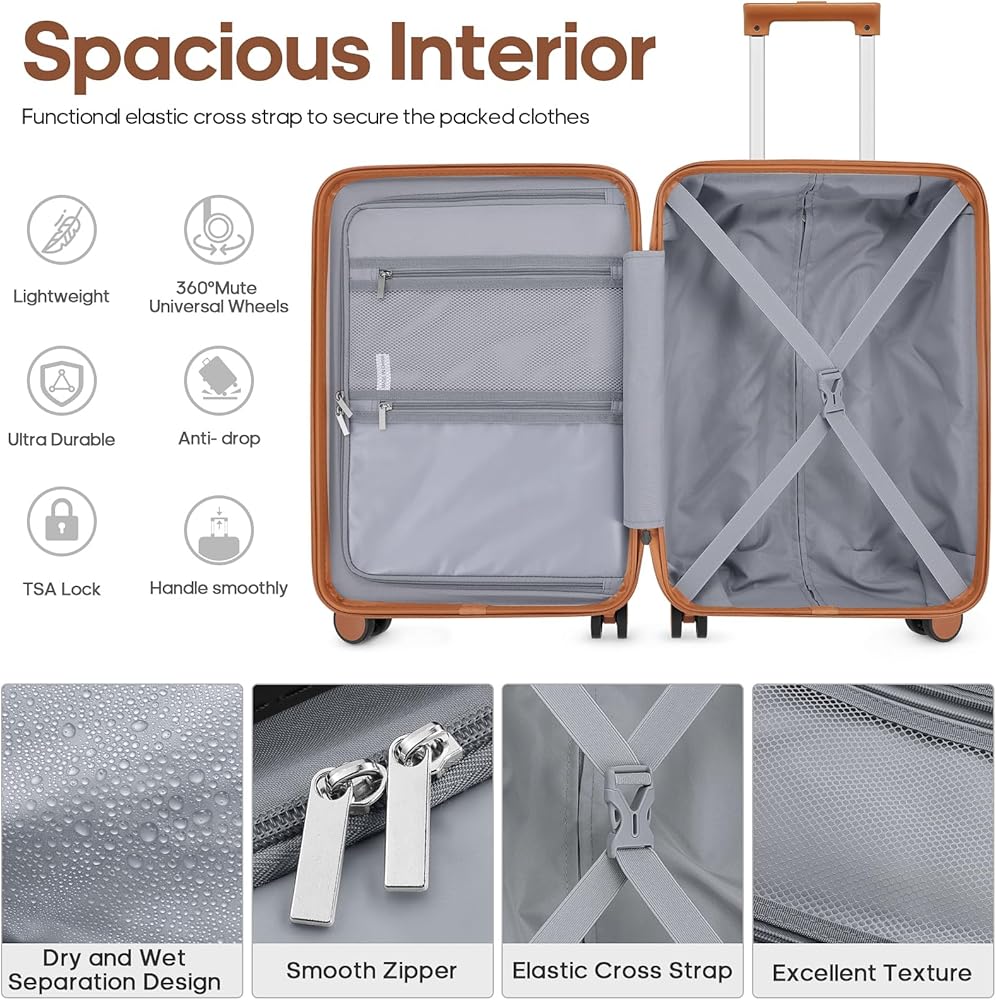 Amazon.com | Romtour 3 Piece Luggage Set 20 Inch Carry On